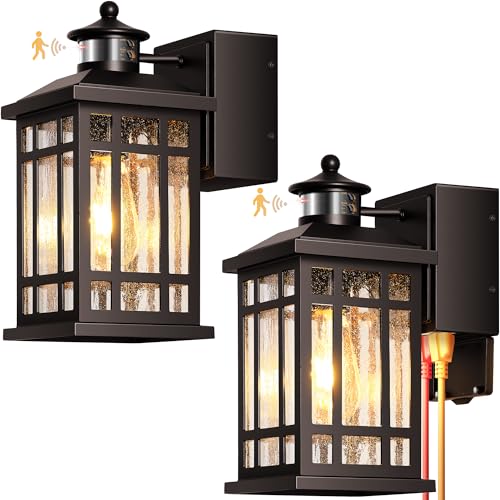 Image of Motion Sensor Outdoor Lights with GFCI Outlet, 2-Pack ORB Dusk to Dawn Outdoor Lights, 5 Lighting Modes Exterior Light Fixture for House Front Door Patio Garage, Brightness Distance Adjustable