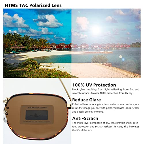 Image of Hipster Hexagonal Polarized Sunglasses Men Women Geometric Square Small Vintage Metal Frame Retro Shade Glasses