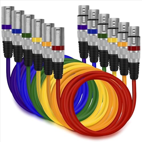 Cable XLR Multicolor Micrófono - 3-Pin DMX Macho Hembra Para Iluminación de Escenario, 6 Colores, 2m/3m