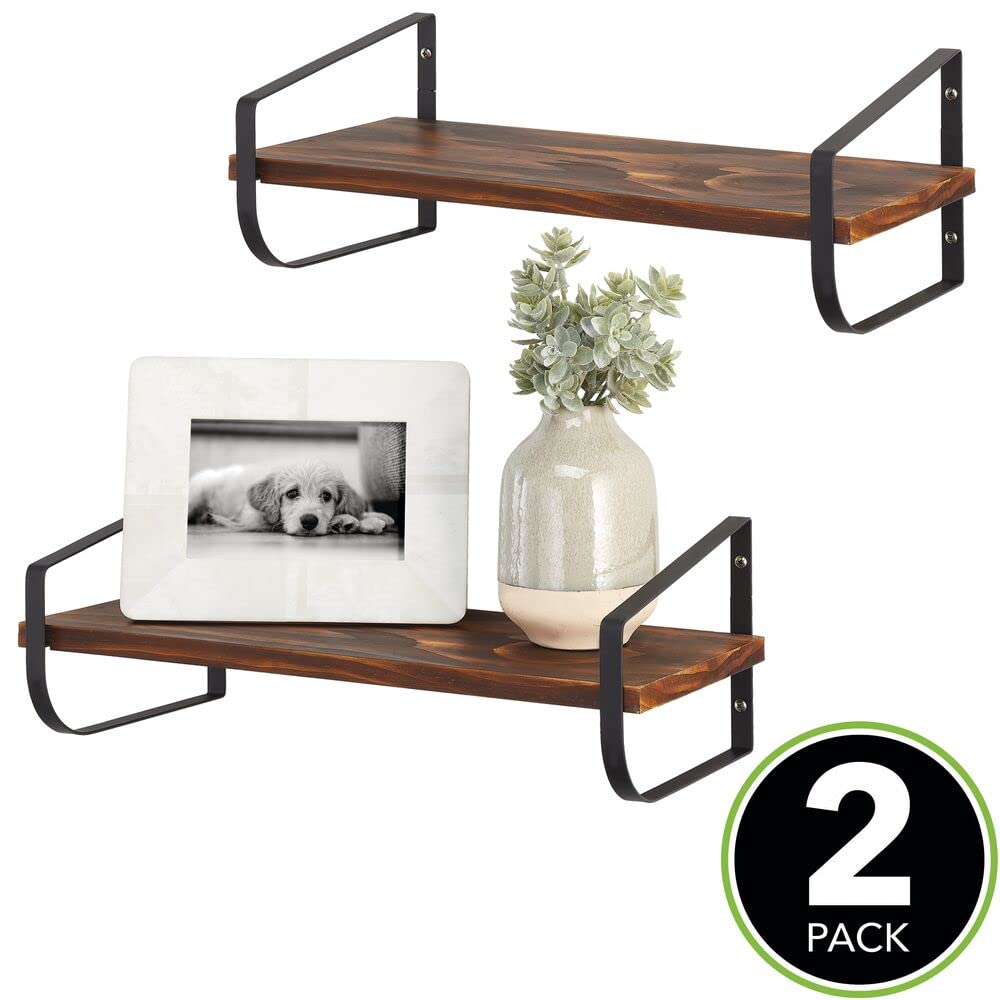 Moderno estante flotante – Estantería estrecha con soportes metálicos resistentes al óxido – Estante de pared para baño, cocina, oficina, etc. – Negro/Natural 2