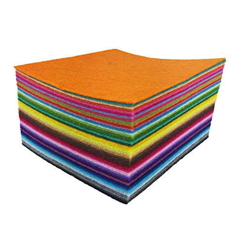 Flic-Flac 48Pcs 8 X 8 Inches (20 X 20Cm) Assorted Color Felt Fabric Sheets Patchwork Sewing Diy Craft 1Mm Thick … (20Cm * 20Cm, 48Pcs) #TOP1