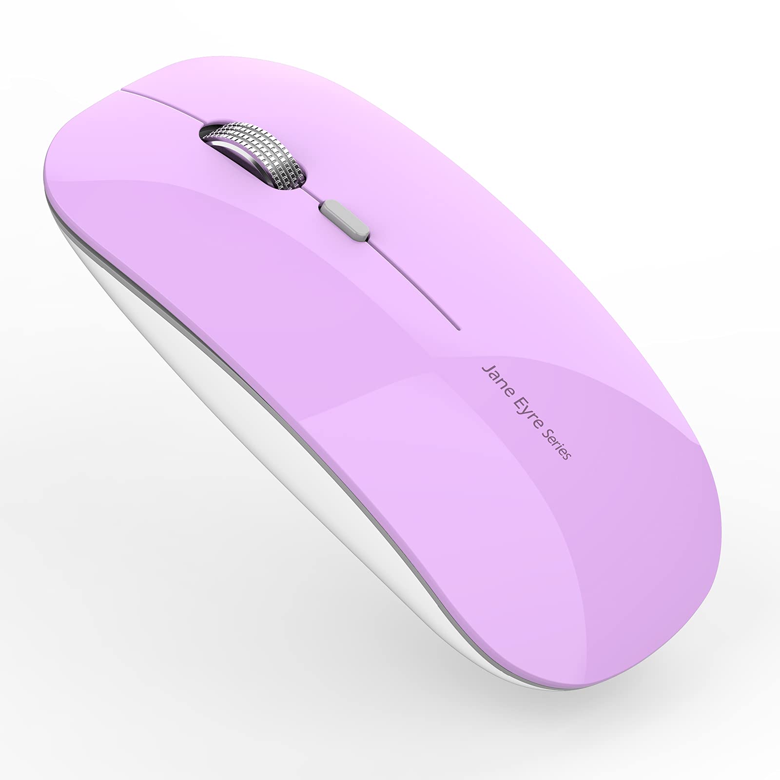 Q5 Slim Rechargeable Wireless Mouse, 2.4G Portable Optical Silent Ultra Thin Wireless Computer Mouse with USB Receiver and Type C Adapter, Compatible with PC, Laptop, Desktop (Purple)