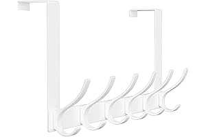 12-Hook Over The Door Towel Rack, Heavy Duty Easy to Install, for Bathroom, Kitchen, Coats