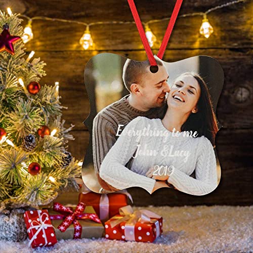 Gemszoo 2022 Christmas Personalized Picture Ornaments, Custom Double Sided Photo Text Ornaments Hanging Xmas Tree Commemorative Pendant Decoration Gift For Family, Couples (Flower Square) #TOP4