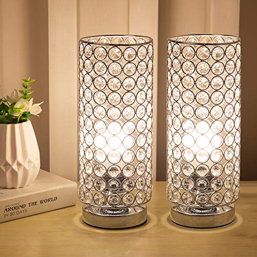 focondot Crystal Table Lamp, Decorative Nightstand Room...