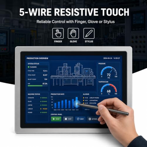 Image of 21.5 Inch Industrial Panel PC, Touchscreen All-in-One Computer,Intel i7, 8GB+256GB SSD, IP65 Front Panel, WiFi Speaker, Win 11 Pro