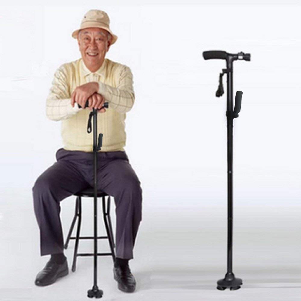 Kiyaan Aluminium Alloy Handle Dependable Professional Led Light Folding Walking Stick for Old Gentleman, Walking Sticks for Old People 3