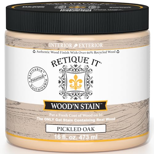 Retique It Wood'n Stain - Liquid Wood Gel Stain Interior/Exterior (16 oz (Pint), 70 Pickled Oak)