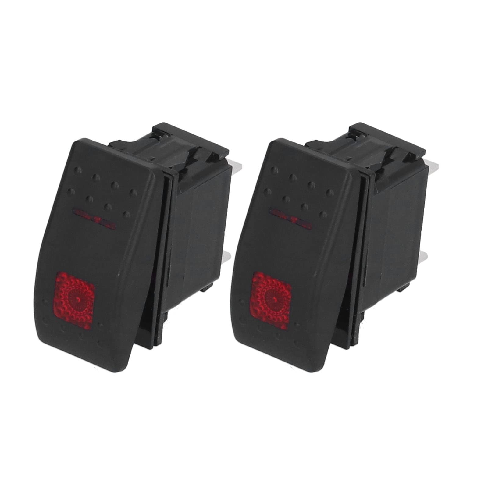 2Pcs Waterproof Rocker Toggle Switch ON Off Switch Boat Rocker Switch for Cars Marine Trucks 12V 24V (Red)