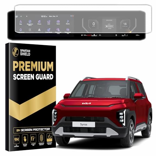 Image of Spartan Shield [MATTE] Screen Guard For NEW KIA SYROS 2026 || HTK | HTK+ | HTK(O) | HTX | HTX+ | HTX+(O) || 12.3 Inch Full Screen Protector ** ANTI GLARE ** Fingerprint Proof || Anti Scratch || Water Repellant || High Touch Sensitivity || Syros 2025 Car Stereo Film || Android TouchScreen Accessories [Not Tempered Glass]