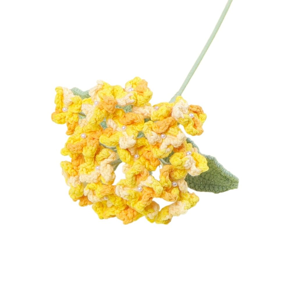 Handmade Crochet Hydrangea Flower Stem for Home Wedding Decor (yellow)