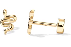14K Gold Plated Stud Earrings for Women: Flat Back Earrings for Any Piercing