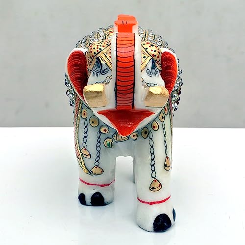 Elegant Marble Elephant Showpiece - Handcrafted Home Decor 3 inch Elephant Statue Symbolizing Love, Strength, Luck | Pure Makrana Marble | Vastu Shastra Positive Energy — photo — 8 of 9