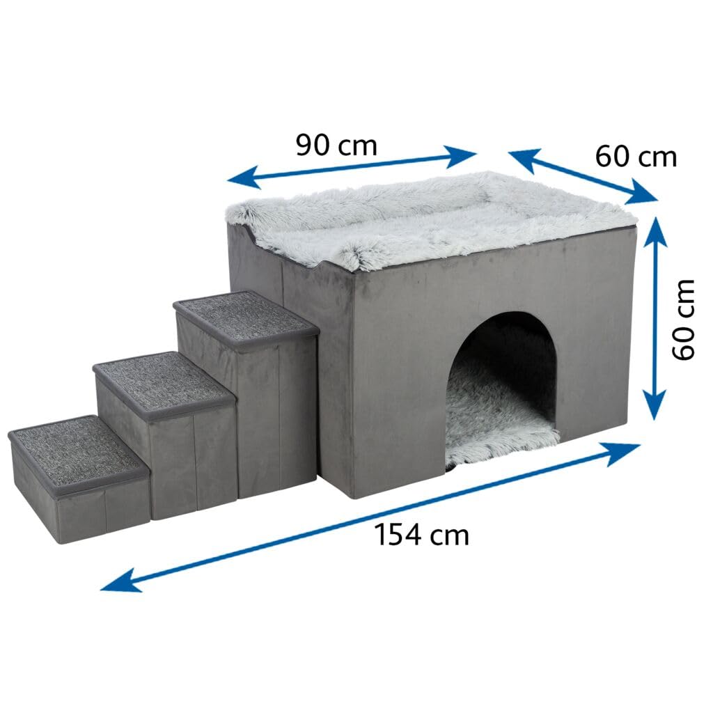 TRIXIE Höhle Harvey mit Treppe - grau/weiß-schwarz 154 × 60 × 60 cm