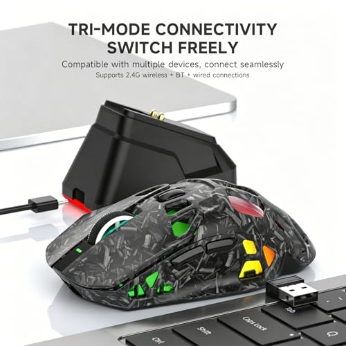 Ratón para juegos X9pro inalámbrico de 3 modos con base de carga RGB negro 5
