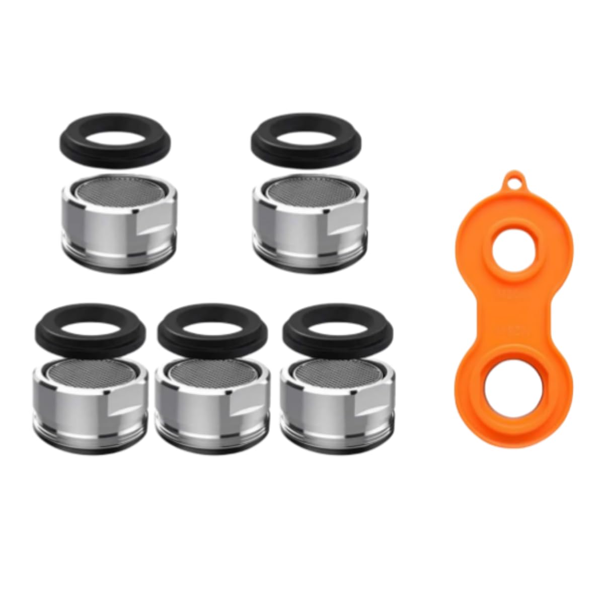 Shamyiucnz Silver 5 Pcs M24 Tap Aerator Replacement Part Faucet Tap Aerators Kitchen Bathroom Faucet Filter Tap Thread Nozzle With Gaskets And Faucet Aerator Wrench