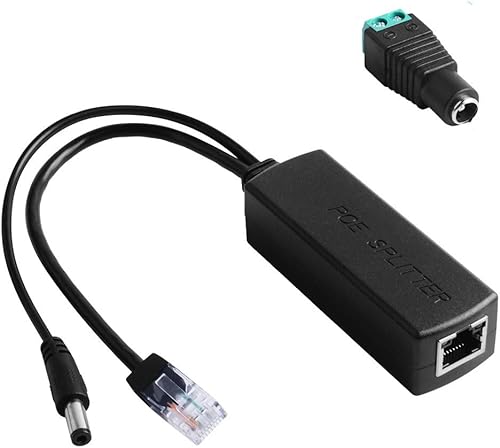 GeeekPi Divisor PoE Gigabit, adaptador Ethernet de 48 V a 12 V, compatible con IEEE 802.3af 10/100/1000Mbps PoE Splitter para cámara IP, punto de