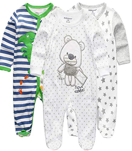 Image of Kiddiezoom Baby and Toddler Boys'Snug Fit Footed One-Piece Romper Jumpsuit Cotton Cotton Footed Outfit