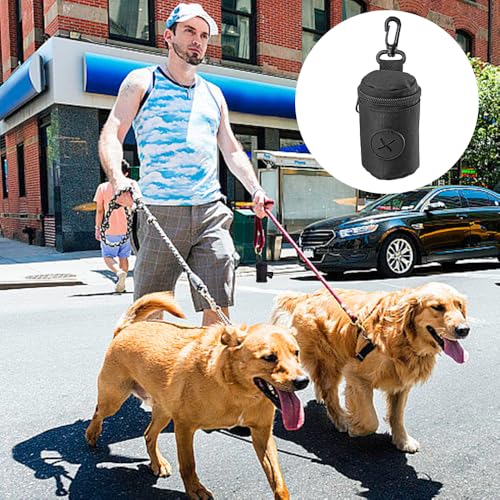 WOLMIK Kotbeutelspender für hunde, Hundekotbeutelspender, hundetüten spender mit Karabinerhaken, Hundekotbeutel-Spender Passt jede Hundeleine für Gassi Laufen - Schwarz