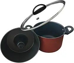 Panela Vermelha Conjunto Multiuso Pudim Banho Maria 2 X 1