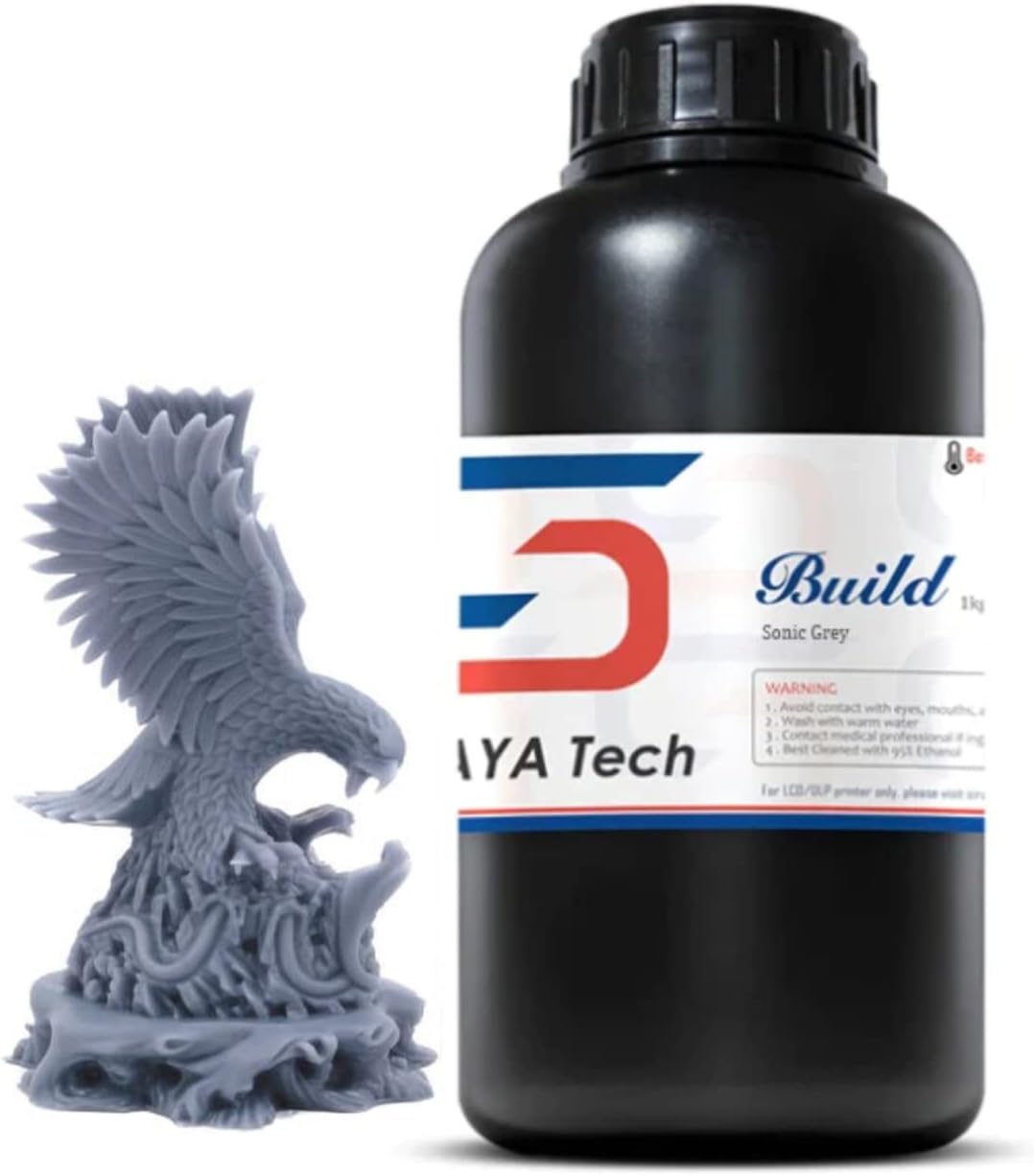 Siraya Tech Build 3D Printer Resin - High Precision Engineering Resin, Non-Brittle, Tappable, Low Warp & Shrink, for Detailed Models & Functional Parts and 8K LCD 3D Printers (Sonic Grey, 1kg)
