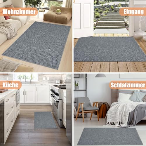 FANGCCC Schmutzfangmatte Innen 50 x 80 cm, rutschfest Fußmatte Außen und Innen, Waschbar Sauberlaufmatte Türmatte, Wasserdicht Eingangsteppich, Absorbierend Fussmatte für Eingang, Haustür, Flur, Grau