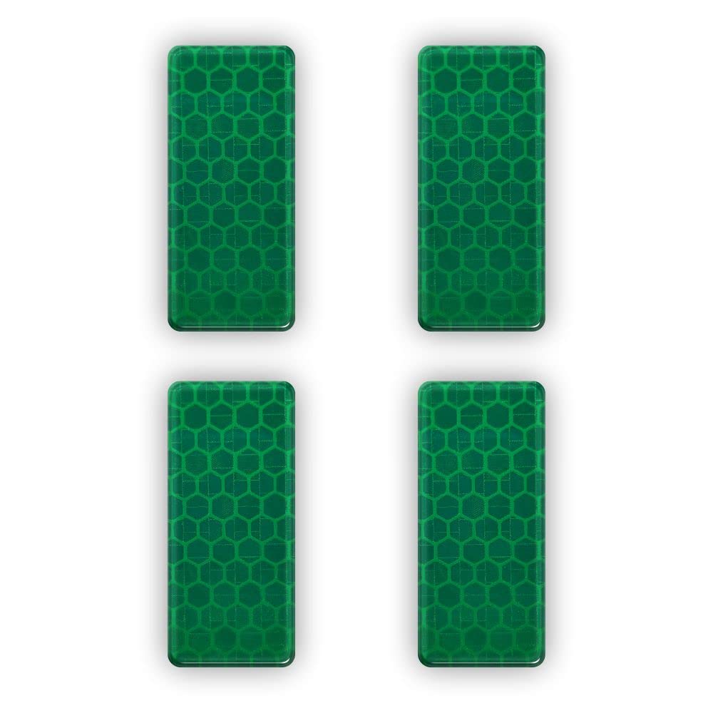 3D Stickers Diamond Refractive, Rectangle, Green, Set of 4