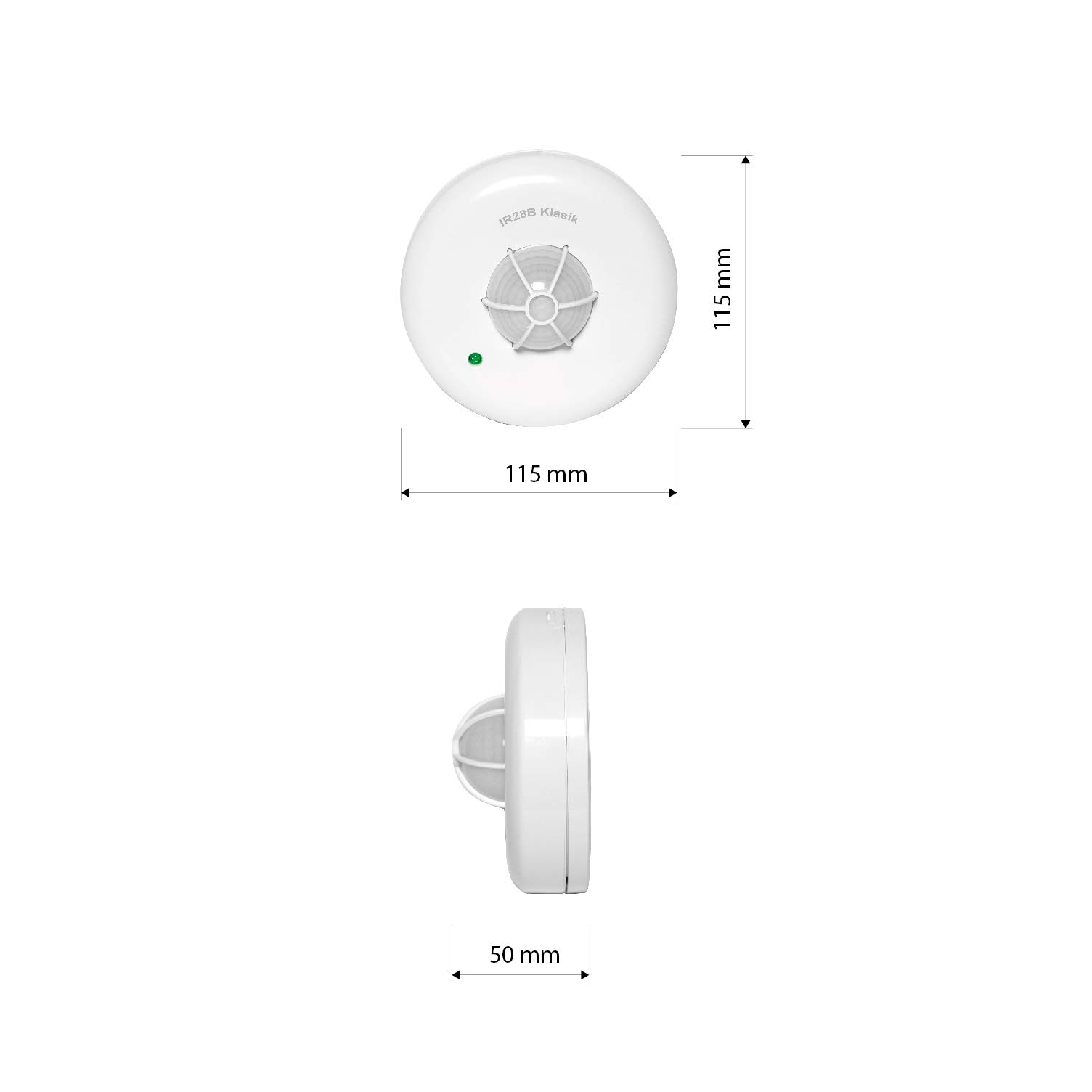 Rilevatore di movimento bianco, 360 gradi, interno IP20, montaggio a soffitto, adatto a LED