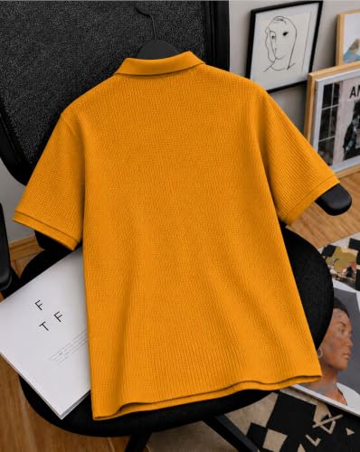Image of AUSK Men's Spider Graphic Printed Polo T-Shirt | Cotton Blend Textured Half Sleeve Regular Fit Polo Neck Casual Wear Tshirt for Men