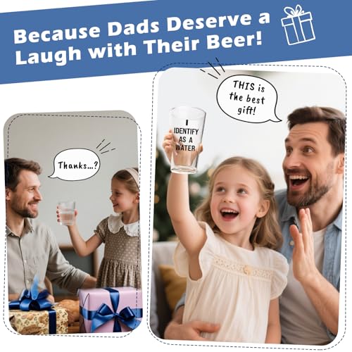 Father's Day Birthday Gift for Dad from Daughter Son Wife I Identify As A Water 16oz Beer Glass Fathers Day Retirement Promotion Gift for Father Daddy Bonus Stepdad Husband Grandpa Boyfriend Men Him - image 5