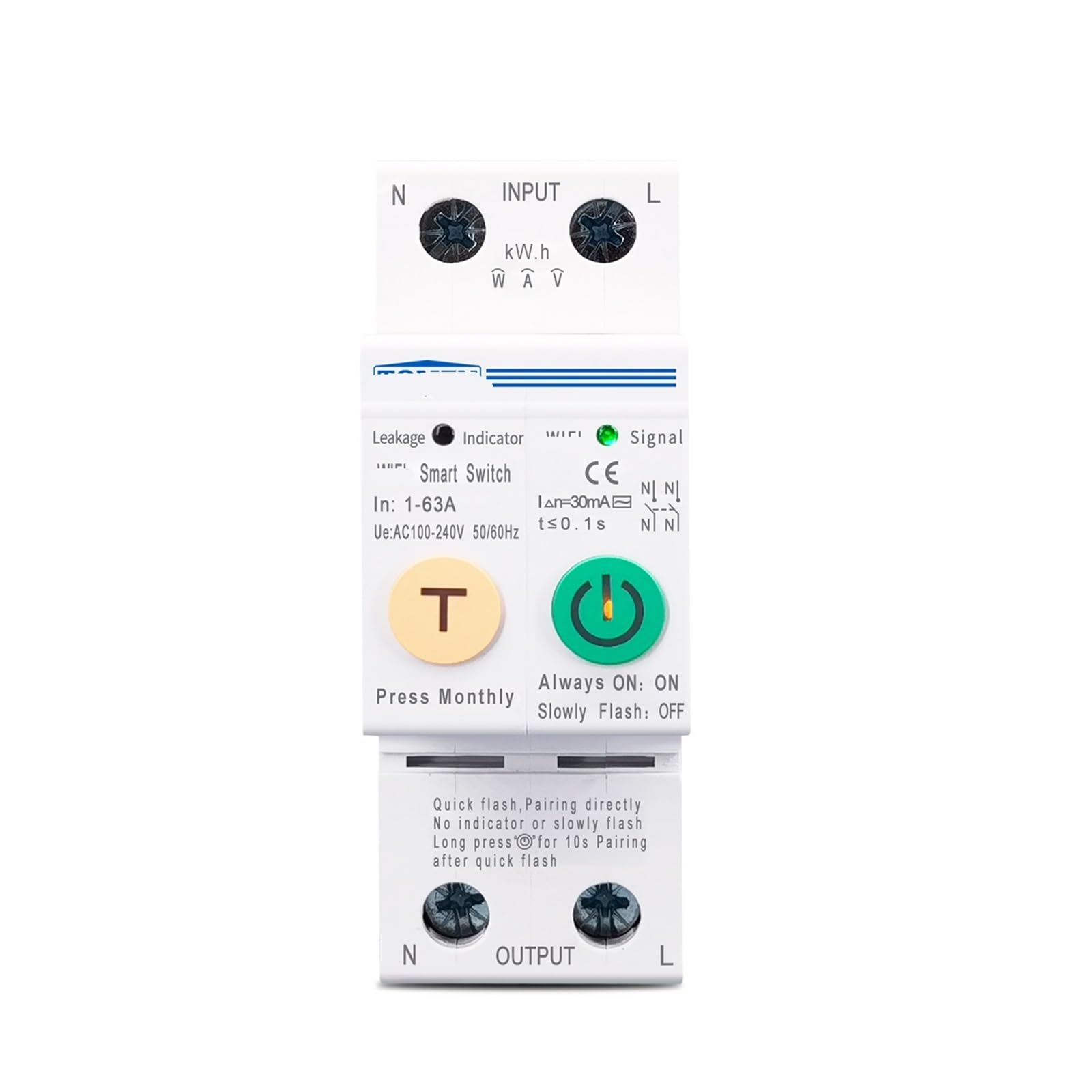 GVBAEPIEO 63A 2P Smart Switch Energy Meter KWh Metering Monitoring Circuit Breaker Timer Relay
