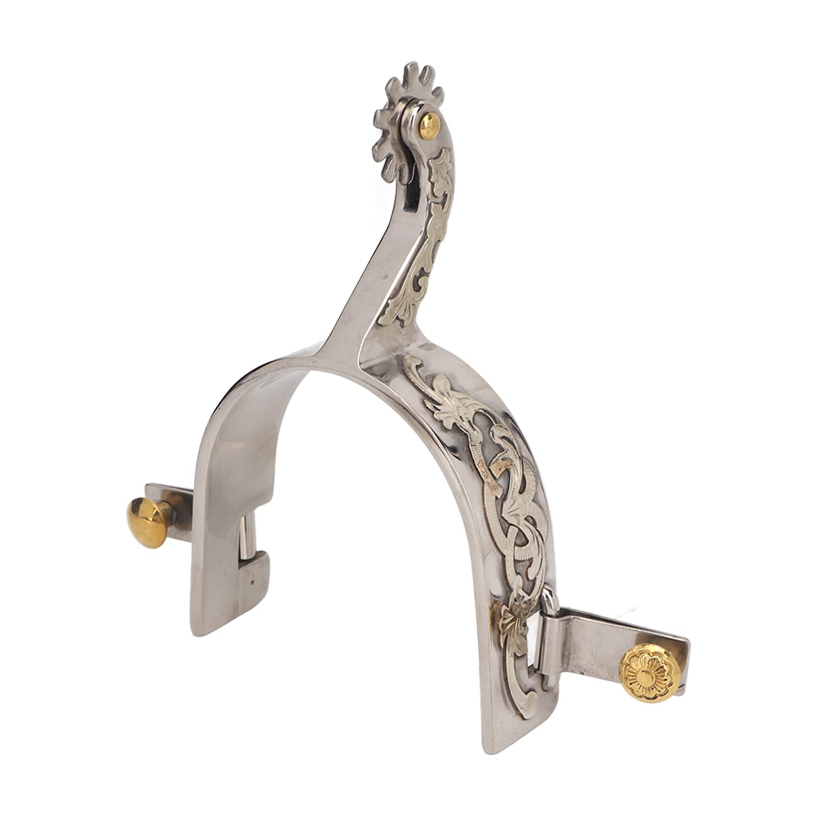 YedaHcy 2Pcs Horse Spurs Stainless Steel Westerns Cowboys Spurs with Rotating Gear for Equestrian Enthusiasts, to Install and Operate, Beautiful Hand Engraved Decor, Safe and Durably