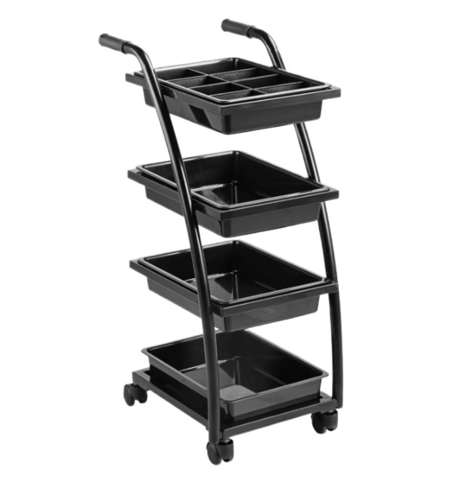 Shswud Black Esthetician Cart, Hair Salon Trolley Cart With Wheels Hair Salon Equipment For Salon Station Tool 4 Trays Rolling Cart Nail Cart