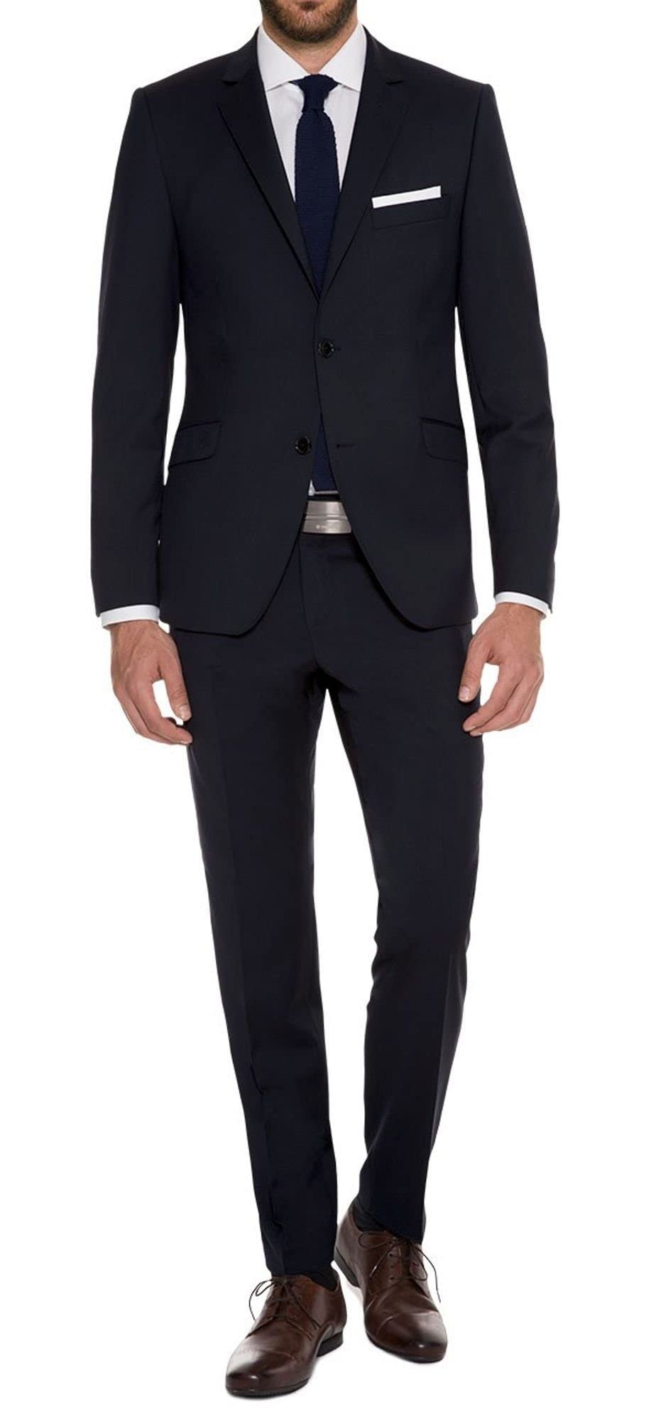 Anzug Herren Schwarz Herrenanzug Slim Fit Business (54, Schwarz)