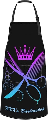 Miniatura 5 de Delantal de barbero personalizado para hombres y mujeres, delantal de barbería con texto personalizado con bolsillos, delantal ajustable
