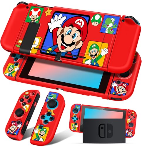 Koecya - Koecya for Nintendo Switch Case Cute Cartoon Anime Design Cases Kawaii Fun Funny Fashion Soft Slim Protective Shell Cover Dockable Joycon for Kids Boys Teens Girls for Switch 2017 Red