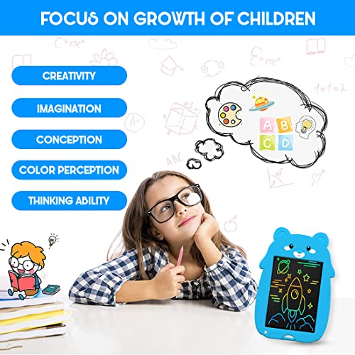 Image of Wembley Bear Design LCD Writing Pad /Tab | Writing, Drawing, Reusable, Portable Pad with Colorful Letters | 9 Inch Graphic Tablet | Writing Scribbling Pad for Kids, Adults with Stylus Pen - (Blue Bear)