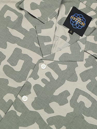 Image of StitchX Men's Half Sleeve Camo Printed Linen Look Shirt