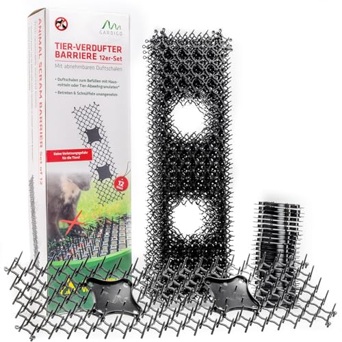 GARDIGO® Rete Anti Gatto - 12 Pz. | Dissuasore per Gatti | Disabituante per Cani | Protegge Orti e Prati da Gatti, Cani, Lumache, Uccelli, Piccioni | Tappetino Repellente per Gatti