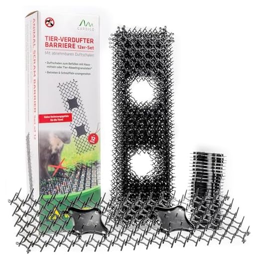 Gardigo Répulsif chats chiens naturel et écologique | Pic anti pigeons, oiseaux | Piques pour murs, clôtures, barrières, potagers, canapé | Set de 12 Grilles - 50 x 15 x 3 cm