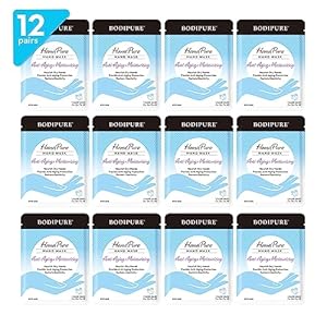 Bodipure HandPure Hand Mask – Intensive Repairing Treatment for Dry Cracked Hands – Anti-aging Moisturizing Gloves – Repairs Rough and Extra Dry Hands, For Women and Men – 12 Pack