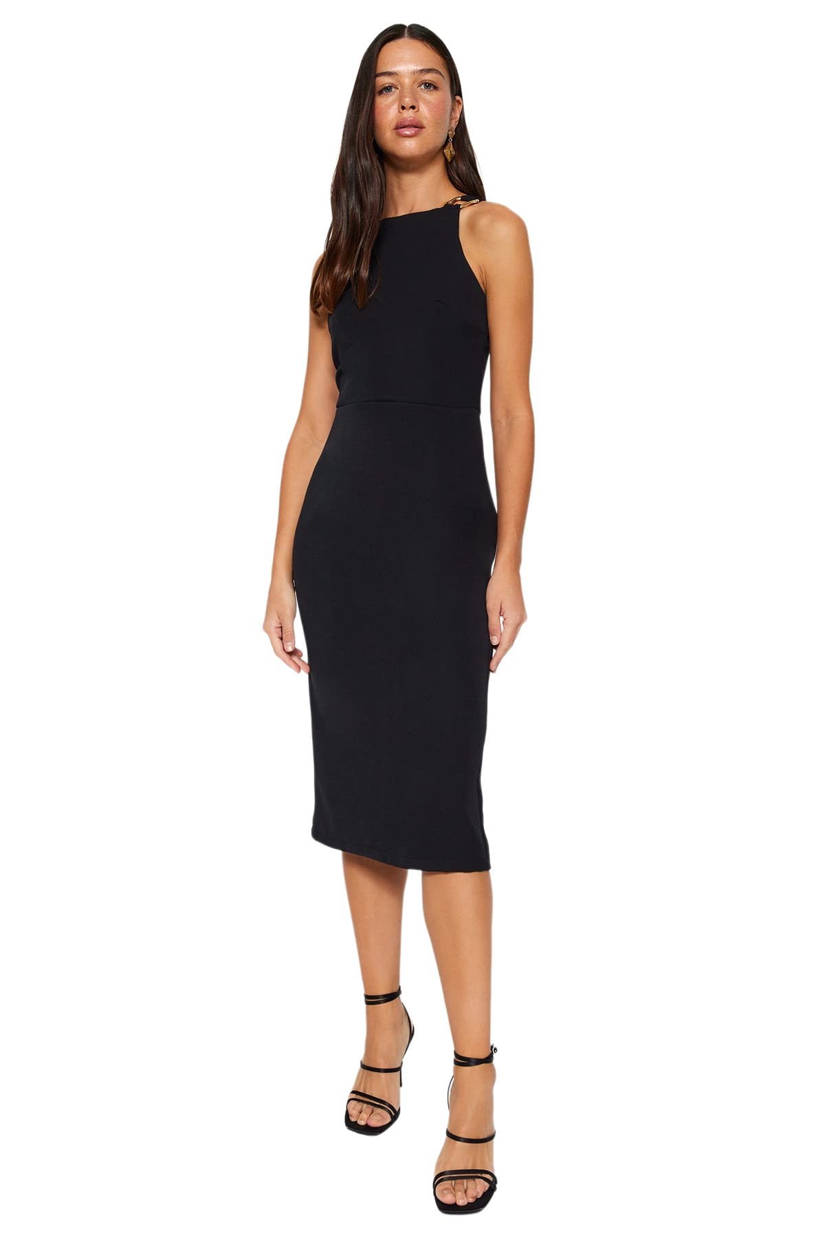 Trendyol Damen Bodycon Regular fit Woven Dress Kleid, Black, 36