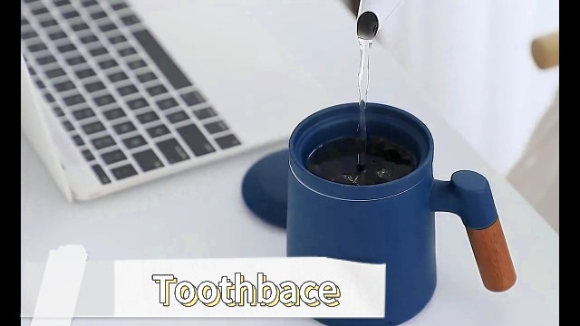 Tazza Da Tè In Ceramica Con Filtro Integrato - 400ml, Coperchio E Manico In Legno, Lavabile In Lavastoviglie - Foto 6