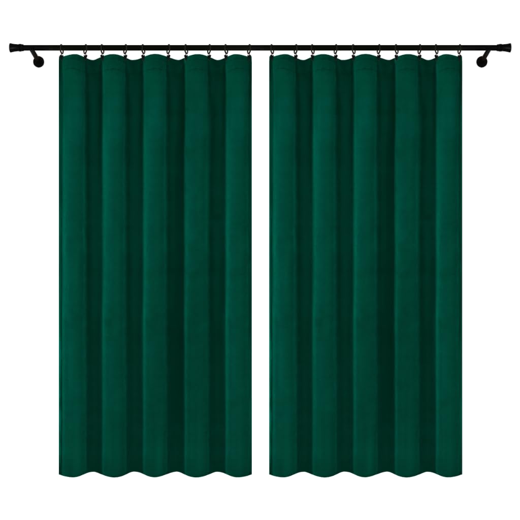 Voppi Welurowe Zasłony do Salonu 140 x 230 cm - Grube Nieprzezroczyste Ciemnozielone z Weluru 250 g/m2 - Butelkowa Zieleń z Uniwersalną Taśmą Marszczącą - Zestaw 2 Sztuk