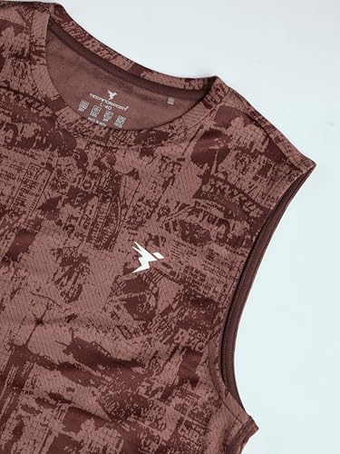 Image of TECHNOSPORT Men's Slim Fit Jacquard Crew Neck Sports Vest with Double Cool, Quick Dry for Sports, Gym & Regular use
