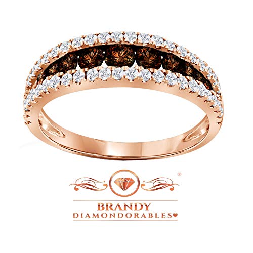 18K Rose Gold Silver Chocolate Brown Stunning Eternity Ring 2.5 Ctw.2