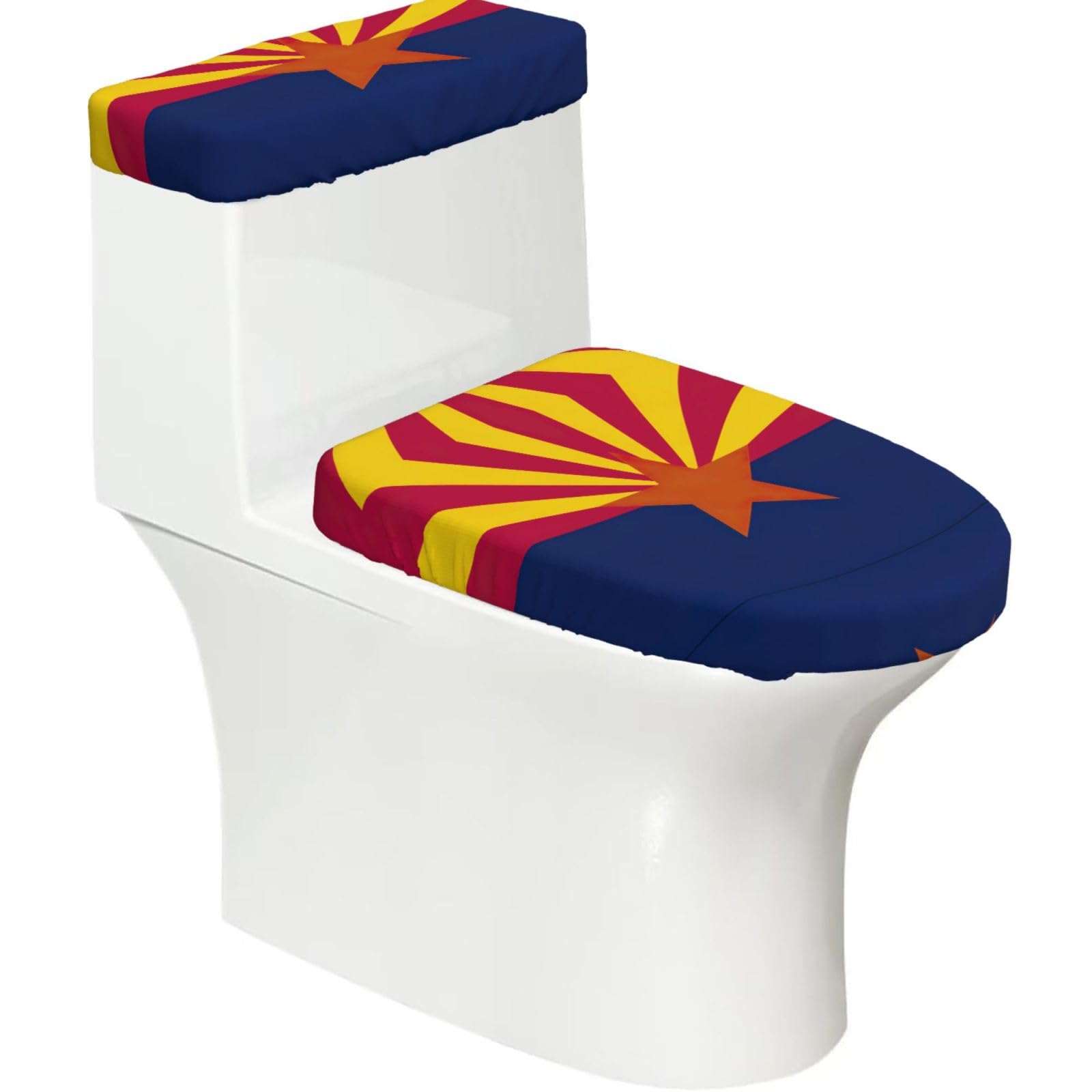 Arizona State Flag Printed Toilet Tank and Lid Cover Set of 2 for Most Bathrooms, Fits Elongated Round Toilets