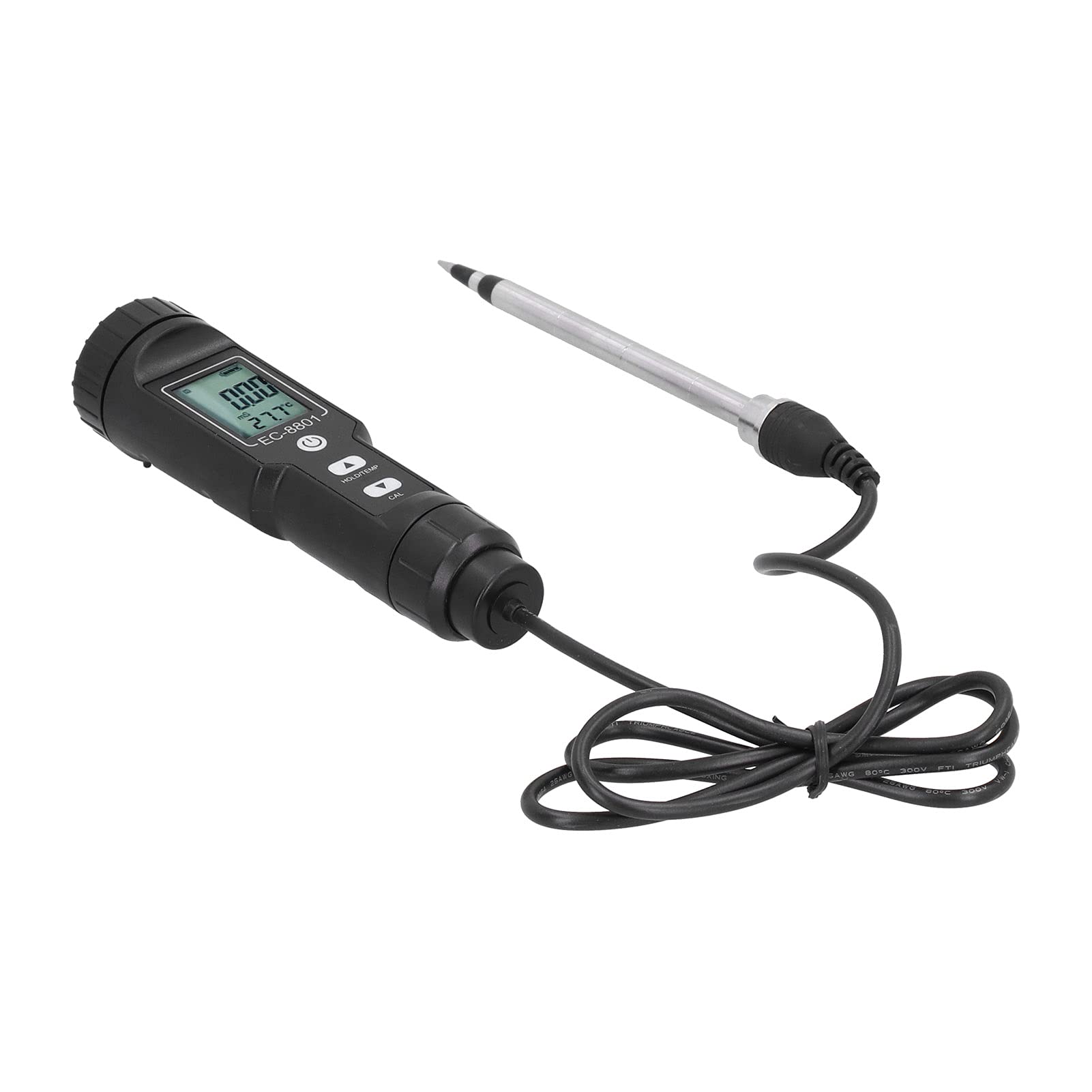 Haofy Probador de Suelo Portátil, Probador de Salinidad EC del Suelo, Sonda para Jardinería, Plantas, Herramienta de Cultivo de Jardín