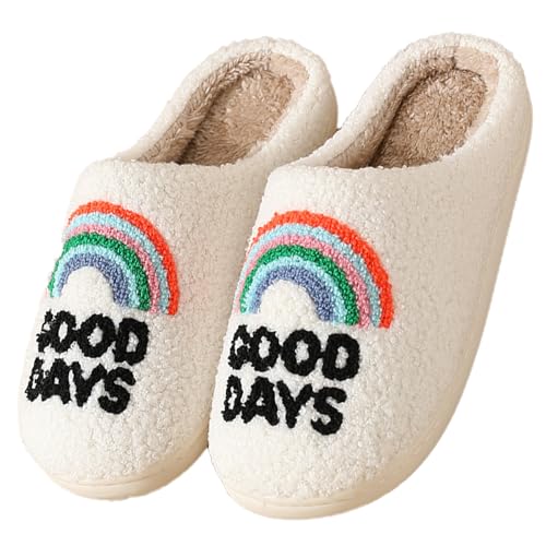 Women's Men's Retro Slippers Comfy Warm Plush Slip-On House Slipper for Winter Indoor Soft Cushion Non-slip Fluffy Slides Shoes