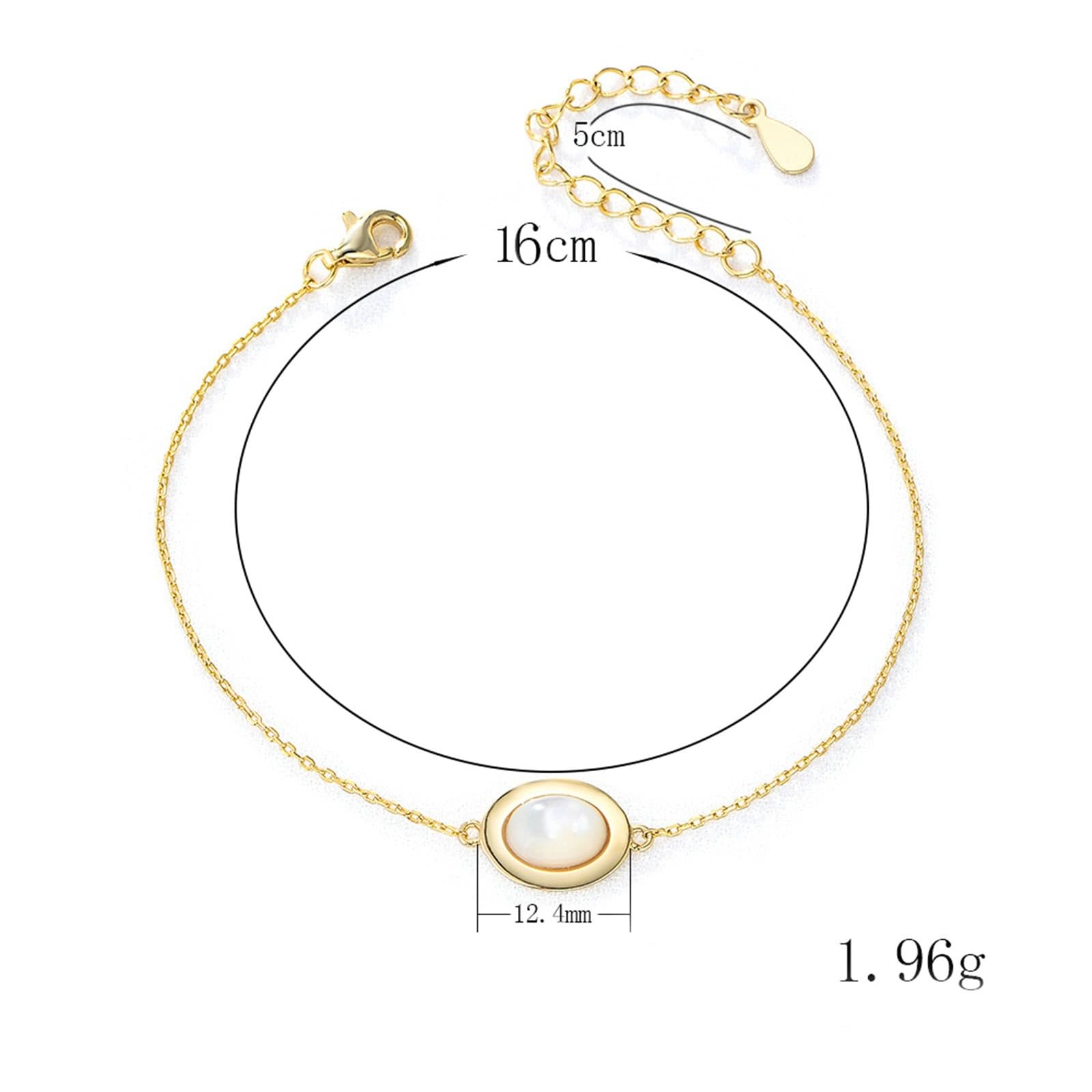 KnSam Au 375/585/750 - Pulseras de oro amarillo para mujer, joyas de oro auténtico, conchas con concha de corte ovalado, brazalete de oro 9 K/14 K/18 K